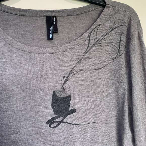 She Said... Gray Long-Sleeve Graphic Top - Picture 3 of 4